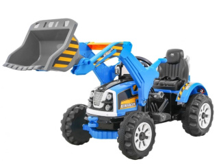 Pojazd na akumulator Traktor z ruchomym ładowaczem - Niebieski