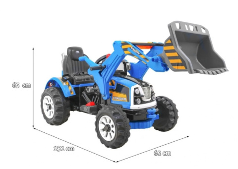 Pojazd na akumulator Traktor z ruchomym ładowaczem - Niebieski