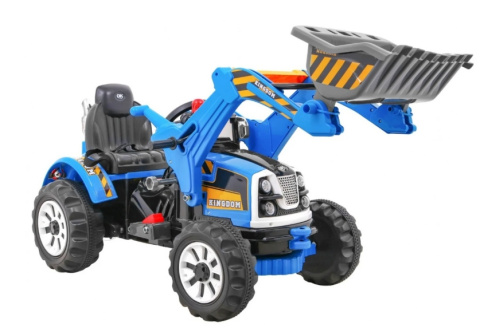 Pojazd na akumulator Traktor z ruchomym ładowaczem - Niebieski