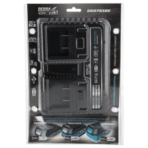 Ładowarka, zasilacz, podwójna DEDRA 18V 130 W