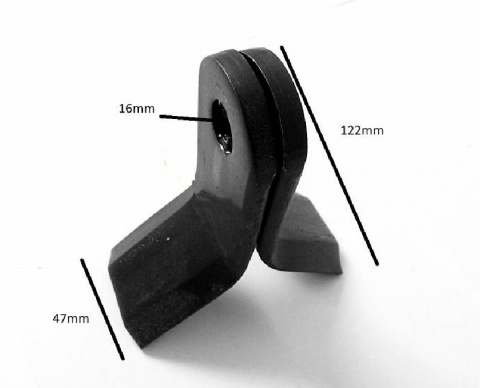 Nóż "Y" do kosiarki bijakowej fi 16 mm - 300 g Nóż "Y" do kosiarki bijakowej fi 16 mm - 300 g