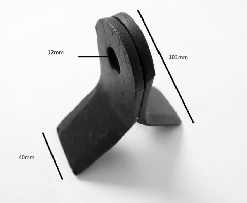 Nóż "Y" do kosiarki bijakowej fi 12 mm - 150 g Nóż "Y" do kosiarki bijakowej fi 12 mm - 150 g